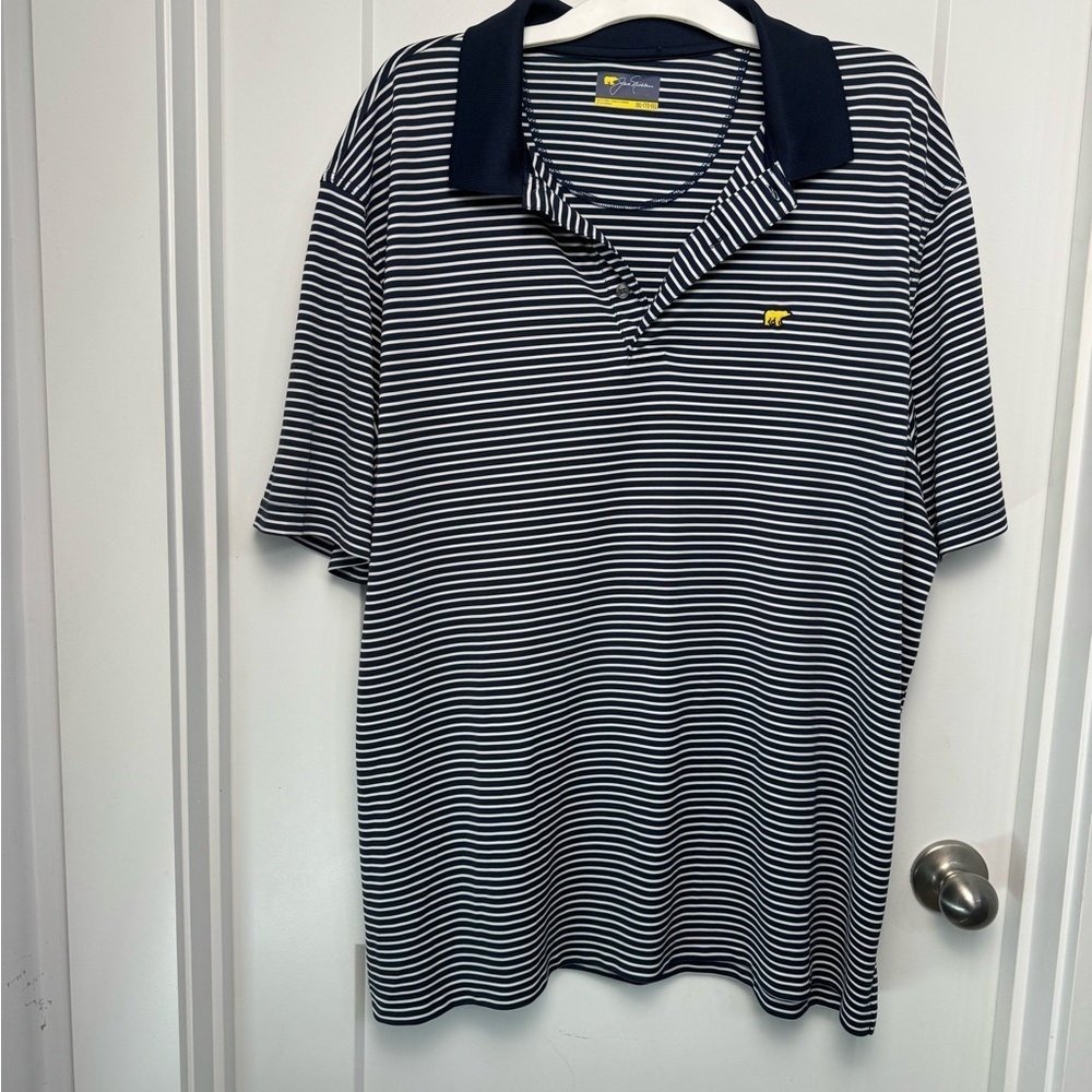 Jack Nicklaus Men's XXL Blue & White Striped Golf Polo Short Sleeve